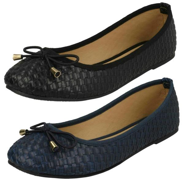 Spot On Ladies Spot On Weaved Design Ballerinas F80381