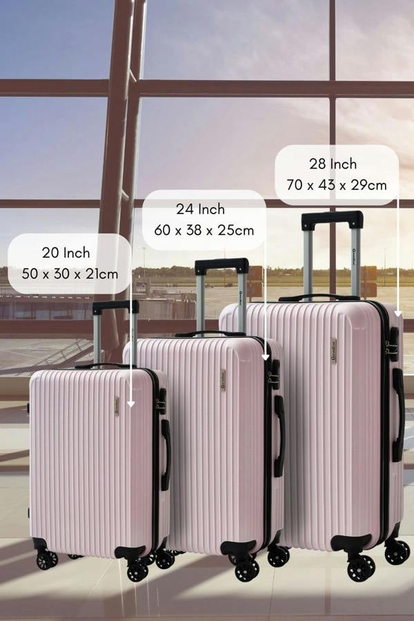 Groundlevel Cosmic Hard Shell 3 Piece Suitcase Luggage Set - Pink