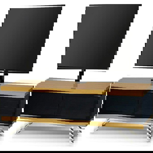 MDA Designs TUCANA 1200 HYBRID Black Oak TV Cabinet BeamThru Remote-Friendly Doors up to 60" Flat Screen TVs with Mounting Arm