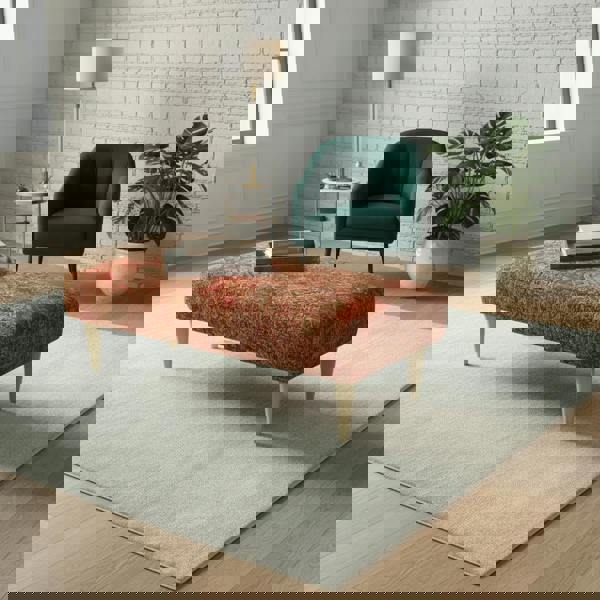 Handcrafted UK upholstered footrest bench with seamless fixed top design