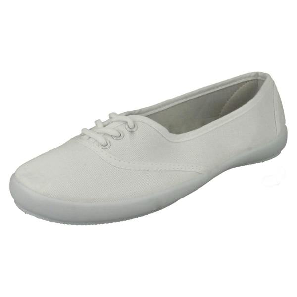 Spot On Ladies Spot On Canvas Flat Ballerina Pumps F8854
