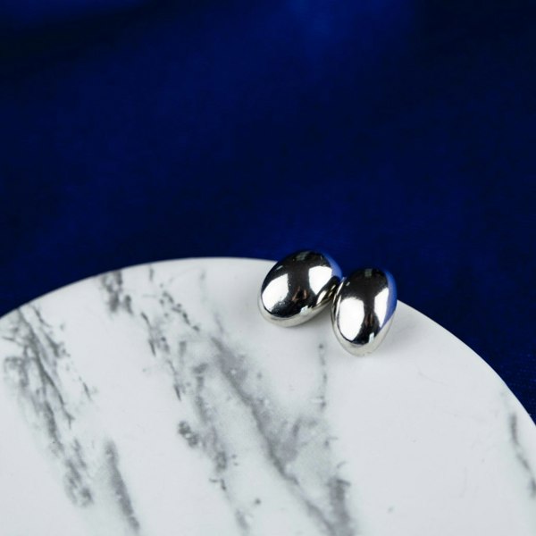 The Colourful Aura Silver Gold Solid Oval Half Ball Irregular Everyday Geometric Studs Earrings