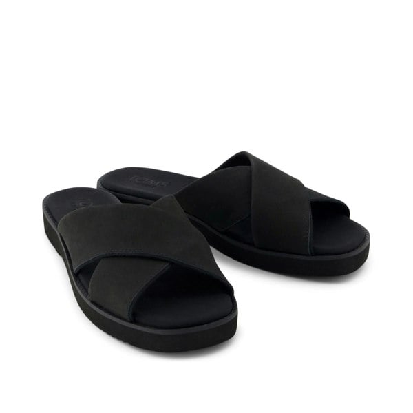 TOMS Mae Crossover Leather Women's Black Sandals
