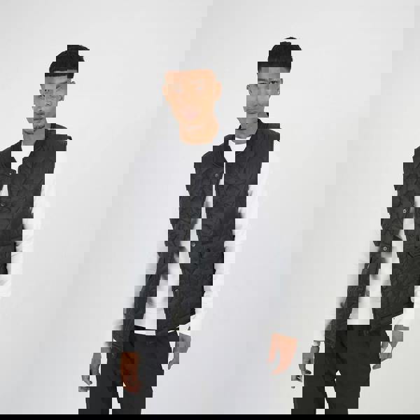 Brave Soul Black Onion Quilted Gilet - Black Image 1