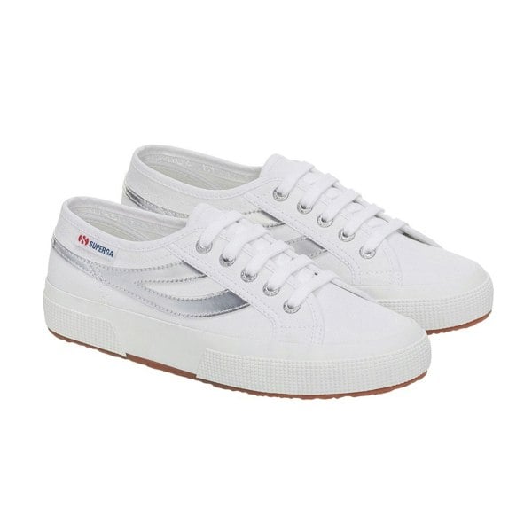 Superga Womens 2953 Swallow Tail Mirror Trainers - White/Silver