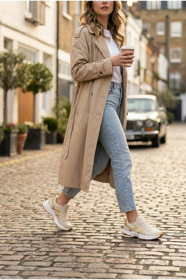 Constance Mixed Media Panelled Trainers - Beige