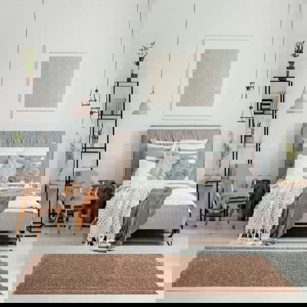 Beige colour Shaggy rug Plain design thick pile, non-shedding.