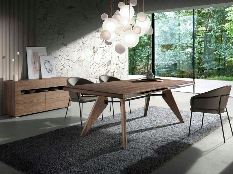 Angel Cerdá Sideboard Walnut and Polished Steel With Interior Lighting 7076