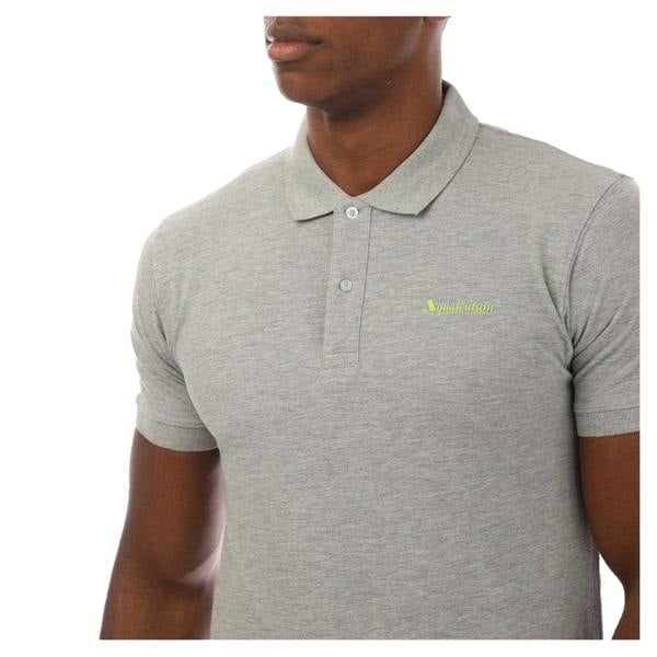 Aquascutum Mens Regular Short-Sleeved Polo Shirt - Light Grey Melange - 