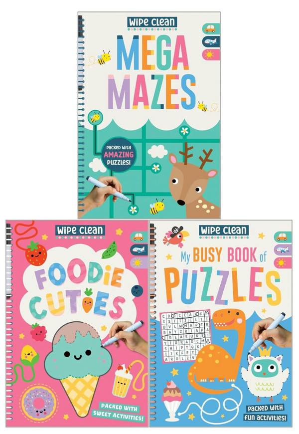 Kids Travel Wipe Clean Activity Pack 3 Books Set - Screen-free fun for children
