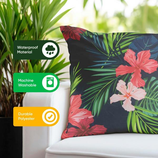 Gardenwize Pair of Outdoor Scatter Cushions – Tropical Leaf Design