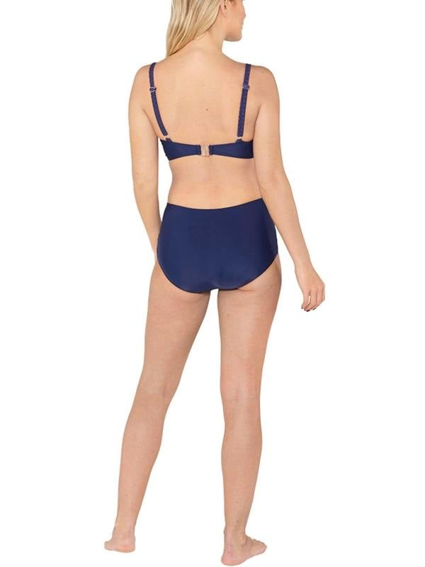 Navy & Red Polka Dot High Waist Bikini Brief Fastening