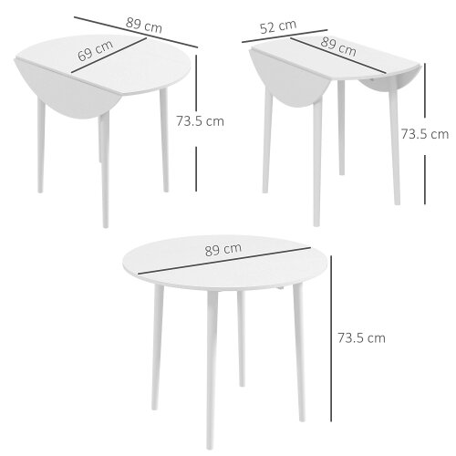 Wyld Haus Zinise Solid Wood White Round Folding Dining Table Seating 4 With TaFauxred Legs