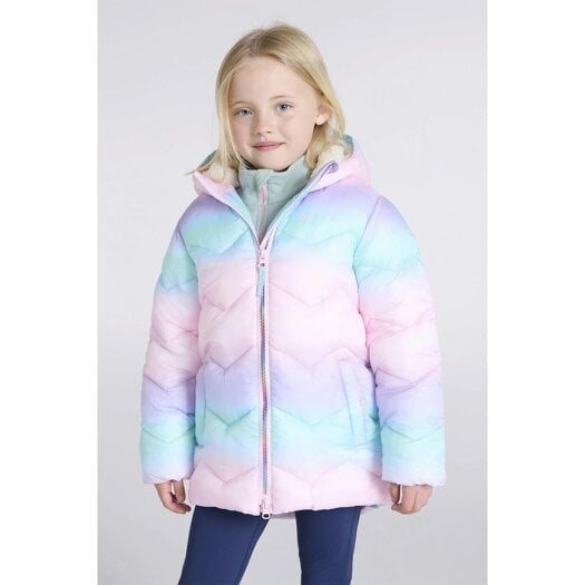 Mountain Warehouse Childrens Meadow Rainbow Gradient Water Resistant Padded Jacket - Pink - Pink - 100% Mixed