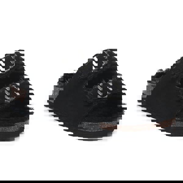 VIVASHOES Twin Strap Big Buckle Suede Cozy Slide Sandals for Women