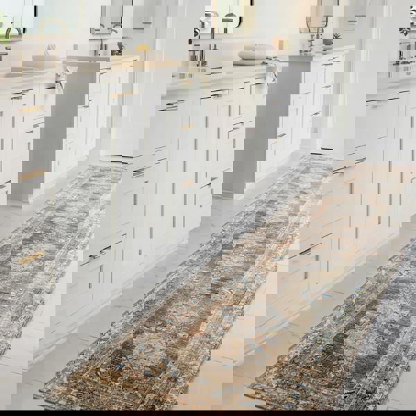 Livabliss Colin-Washable Brown Grey Blue Traditionnal Vintage Boho Rug