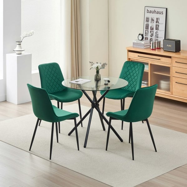 Indoor Living New York Dining Table with 4 Amelia Velvet Chairs