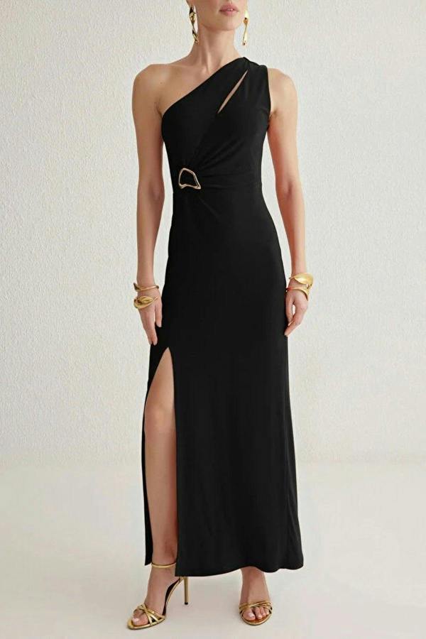 WOVCOR Maxi Evening Dress with Accessory Detail