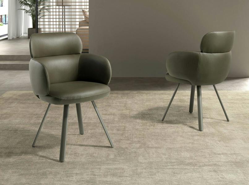 Angel Cerdá Swivel Chair in Olive Green Leatherette 4202
