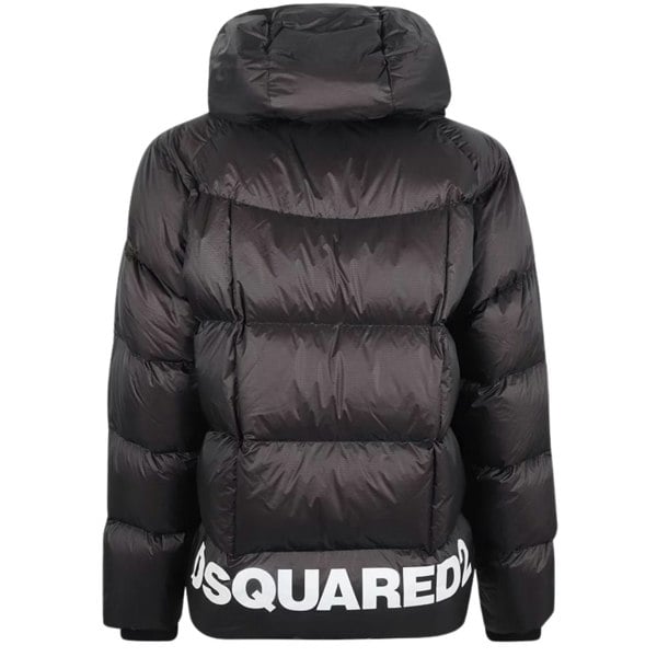 Dsquared2 Printed Logo Black Hooded Down Jacket M