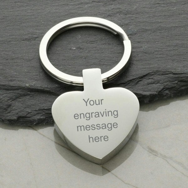 Christopher James of London Mirror Polished Heart St Christopher Keyring With Optional Engraving