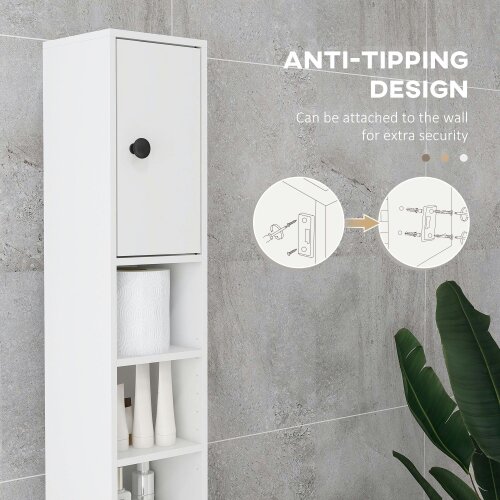Wyld Haus Lakeva Extra Tall Slim Bathroom Storage Cabinet With Multi Layer Internal Compartments White