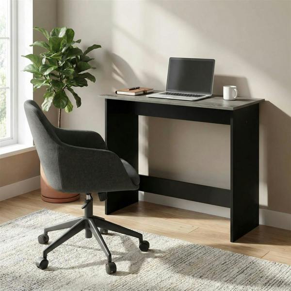WALPLUS Simplistic Study Table, French Oak Grey/Black Crafted for Practical Use and Stylish Living Spaces