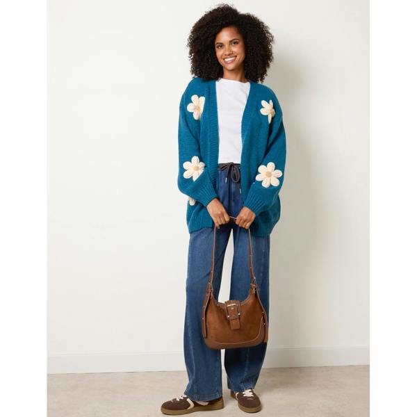 Blue Vanilla Daisy Large Flower Cardigan