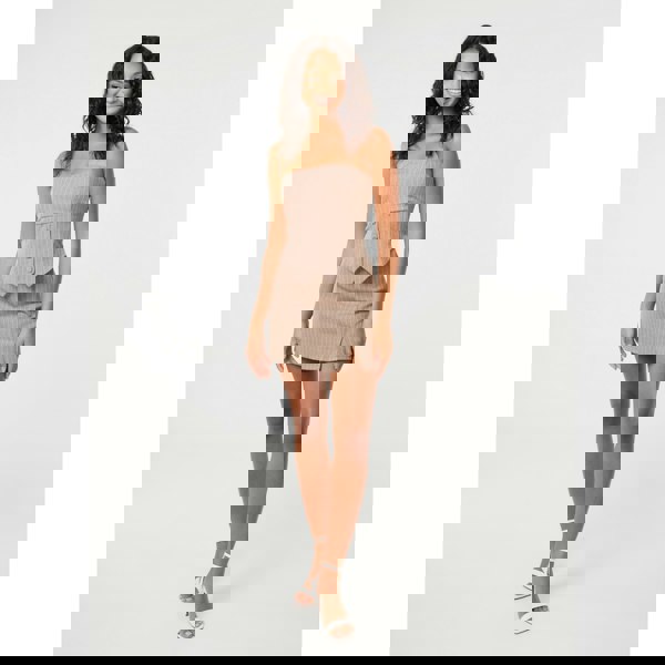 Pink Vanilla Bustier Pinstripe Button Top