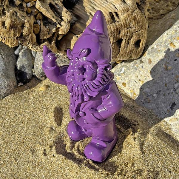 Stoobz Purple Middle Finger F**k You Garden Gnome 20cm