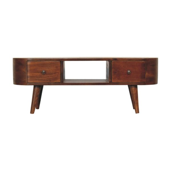 Wyld Haus Rawai Chestnut Mango Wood Round Open TV Media Unit