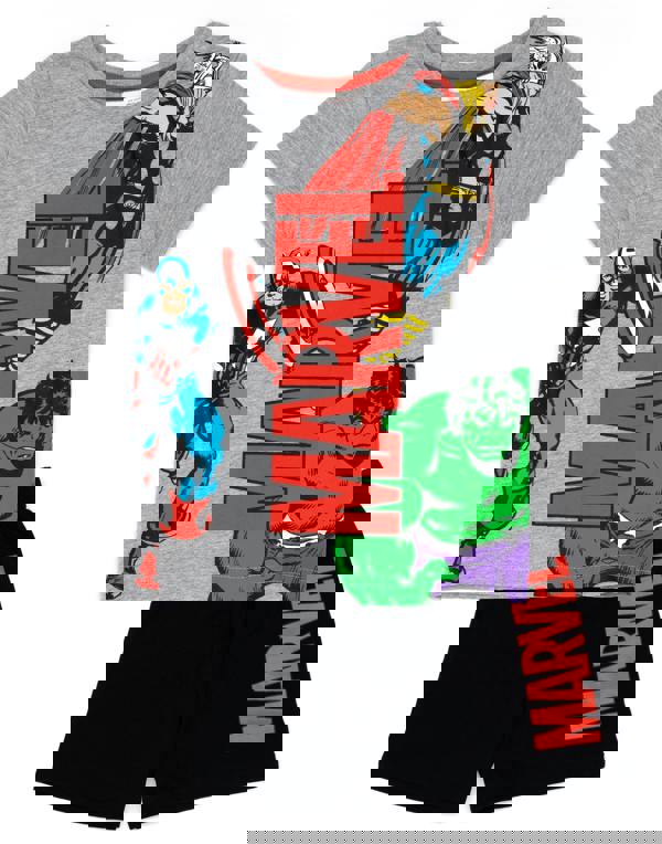 Disney Marvel Boys Black Avengers Hulk, Captain America, Thor Short Sleeve Short Leg Pyjama Set