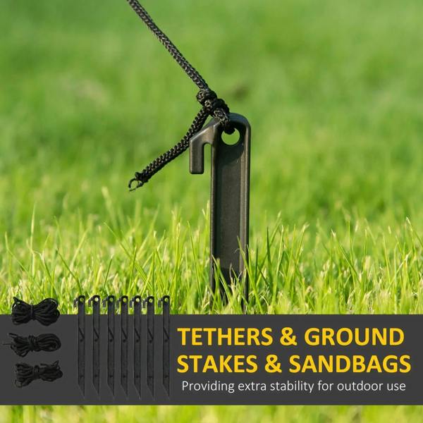 Inflatable ghost tether and ground stake set with sandbag, for outdoor anchoring