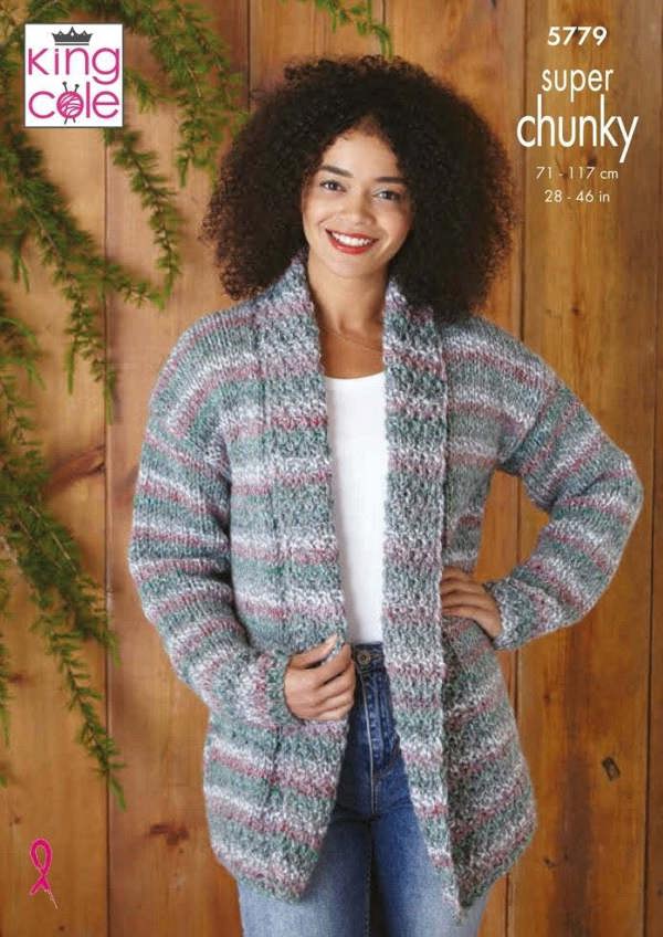 King Cole Christmas Super Chunky Knitting Pattern 5779, Jackets, Sweaters for Women, 28 - 46 Inches