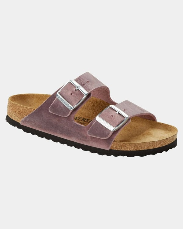 Birkenstock's Arizona Oiled Leather Womens Sandals in Lavender