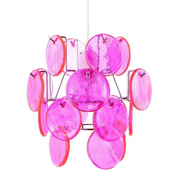 Modern Pendant Ceiling Light Shade with Layered Hot Pink Glass Discs Image 4