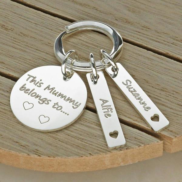 Christopher James of London Sterling Silver Mummy Keyring With Personalised Tags
