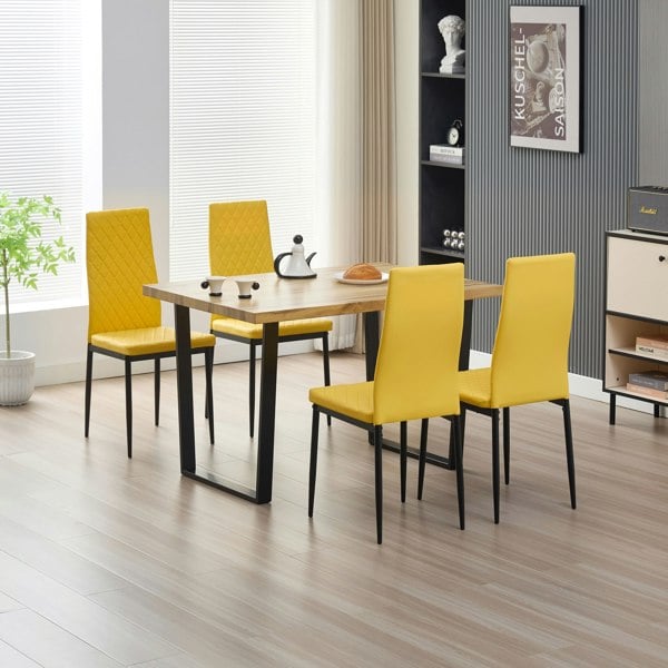 Indoor Living Colorado Dining Table with 4 Emily Leather Chairs