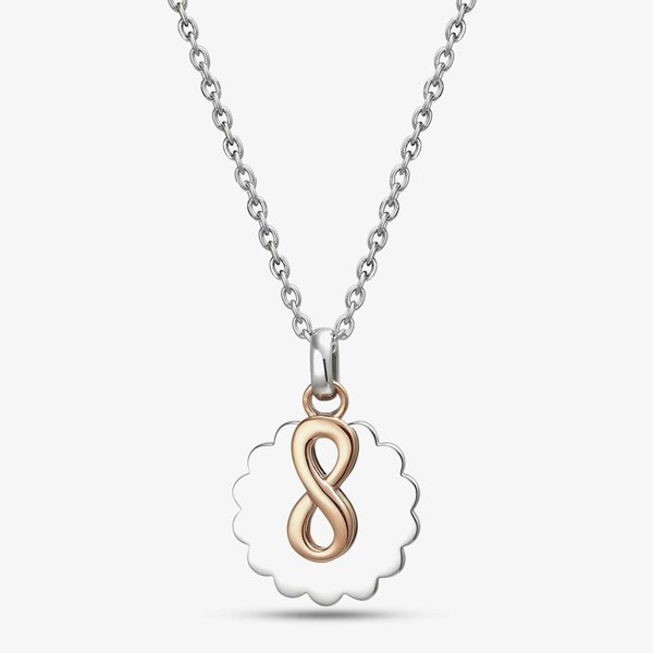 T. H. Baker Sterling Silver Two Tone Flower & Infinity Necklace 2THB009306