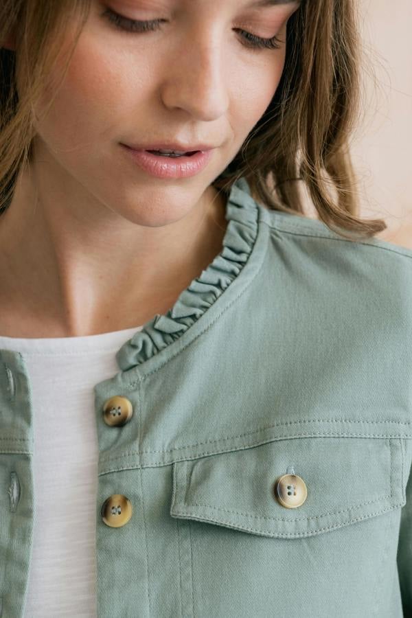 Lily & Me Seren Stretch Cotton Twill Jacket Silver Sage