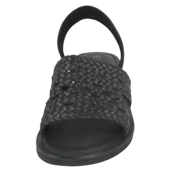 Leather Collection Ladies Leather Collection Low Wedge Weave Slingback Mules