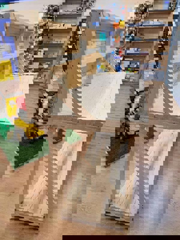 Acorn kiln-dried wooden workbench with back panel, ideal for workshops and garages