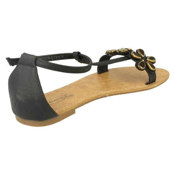 Spot On Ladies Spot On T-Bar Ankle Strap Summer Sandals