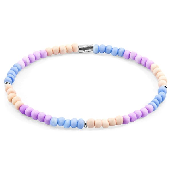 Anchor & Crew Pastel Multicoloured Sophia Silver and Glass SKINNY Bracelet