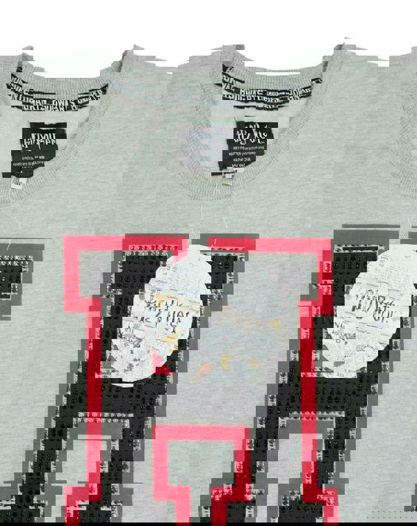 Harry Potter Womens Grey Hogwarts Alumni Text Print Cropped Short Sleeved T-Shirt