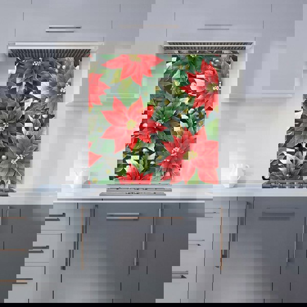 Warren Reed - Designer Poinsetta Watercolour Kitchen Splashback