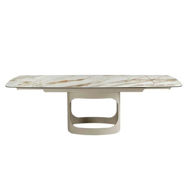 Angel Cerdá Oval extendable dining table with porcelain marble and metallic sand steel 1188