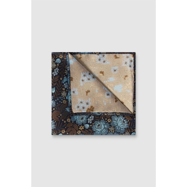 Antique Rogue Blue Winter Floral Pocket Square