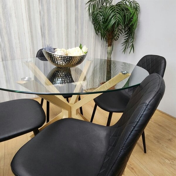 Kosy Koala Forest Round Glass Table + 4 Black gem