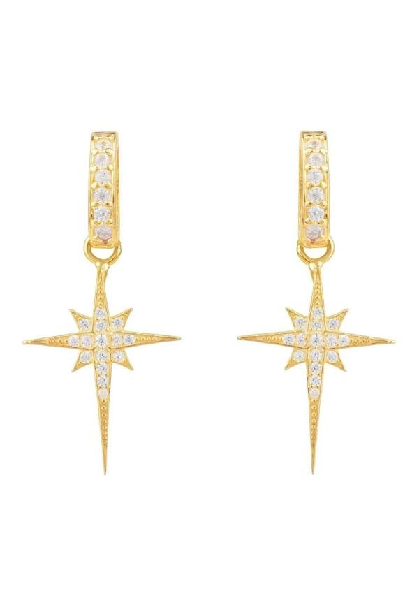 North Star Burst Small Drop Earrings Gold - LATELITA Earrings